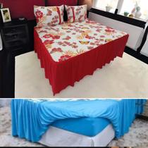 Kit 2 Lençol Colcha King Malha Com Babado Estampas Sortidas Kit 2 Lençol Colcha King Malha Com Babado Estampas Sortidas