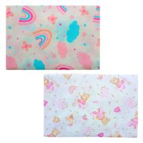 Kit 2 Lençol Estampado Berço Americano Bebe 100% Algodão C/ Elástico SORTIDO MENINA