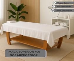 Kit 2 Lençol Para Maca Superior Sem Elástico Micro Percal 400 Fios Clinica Estética Hospital Lavável