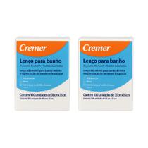 Kit 2 Lenços Para Banho 30cmx35cm Cremer Cada Pct Com 100 Unidades