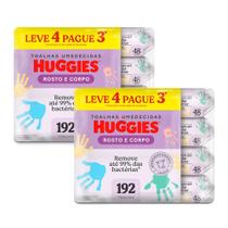 Kit 2 Lenços Umedecidos Huggies Rosto e Corpo Limpeza 4 x 48 Unidades