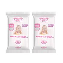 Kit 2 Lenços Umedecidos Marigold Pocket Azul ou Rosa C/ 20un