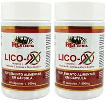 Kit 2 Lico-X Licopeno Vitamina E Selênio Zinco Quelato 120 Cápsulas - Rei Terra Kit 2 Lico-X Licopeno Vitamina E Selênio Zinco Quelato 120 Cápsulas - Rei Terra