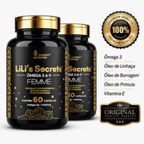 Kit 2 Lilis Secrets Femme Ômega 369 Alisson Nutrition 60 Cápsulas Kit 2 Lilis Secrets Femme Ômega 369 Alisson Nutrition 60 Cápsulas