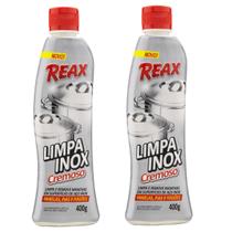 Kit 2 Limpa Inox Cremoso 400g Reax Remove Mancha Panela Pia