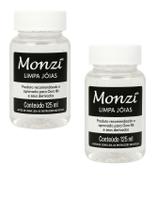 Kit 2 Limpa Jóias Ouro Puro 18k Monzi 125ml Grande Original Liquido Limpeza Realça Brilho Jóias