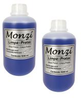 Kit 2 Limpa Prata 925 Monzi 1 Litro Grande 1000Ml Limpeza