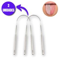 Kit 2 Limpador de Lingua Removedor Aço Inox mal hálito