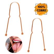 Kit 2 Limpador Raspador De Língua 100% Cobre - Higiene Bucal