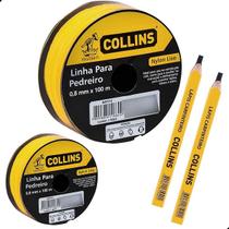 Kit 2 Linha Pedreiro Nylon Amarela 0,8mm X 100mts Lápis Collins Kit 2 Linha Pedreiro Nylon Amarela 0,8mm X 100mts Lápis Collins