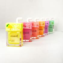 Kit 2 lip gloss caixinha de suco vitamina E cores metálicas hidratante