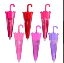 Kit 2 lip gloss guarda-chuva metálico ação hidratante divertido colorido brilhante feminino