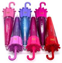 Kit 2 lip gloss guarda-chuva metálico ação hidratante divertido
