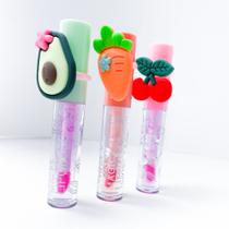 Kit 2 lip gloss infantil com anelzinho de fruta fofa colecionável