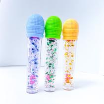 Kit 2 lip gloss microfone com glitter brilho labial divertido facil aplicação