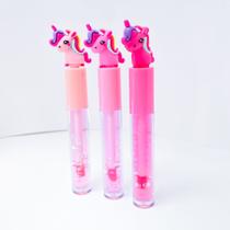 Kit 2 lip gloss unicórnio cavalinho fofo com brilhinho ação hidratante brilho natural