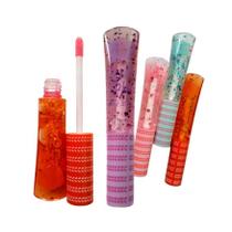 Kit 2 lip oil com glitter fofo ação hidratante fácil aplicação brilho labial