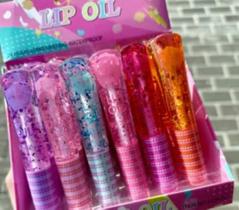 Kit 2 lip oil com glitter fofo ação hidratante para os lábios feminino