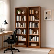 Kit 2 Livreiros para Sala Escritório Quarto Estante Multiuso Prateleiras Conjunto Biblioteca Organizador Kit 2 Livreiros para Sala Escritório Quarto Estante Multiuso Prateleiras Conjunto Biblioteca Organizador