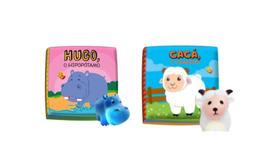 Kit 2 Livro Banho Infantil Bebe Feliz Hipopótamo e Carneiro