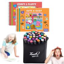 Kit 2 Livro Bobbie Goods + 36 Canetinhas Coloridas Pintar Diversão