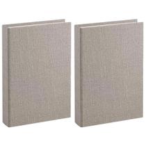 Kit 2 Livro Caixa Decoração Com Revestimento Em Linho Cinza