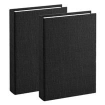 Kit 2 Livro Caixa Decoração Com Revestimento Em Linho Preto