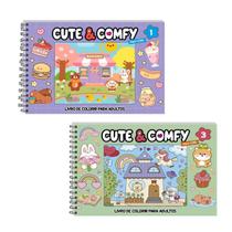 Kit 2 Livro De Colorir Cute & Comfy 01 Lilás E 03 Verde