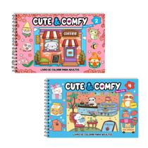 Kit 2 Livro de Colorir Cute & Comfy 02 Azul e 04 Rosa