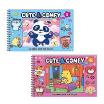 Kit 2 Livro De Colorir Cute & Comfy 05 Azul E 06 Rosa