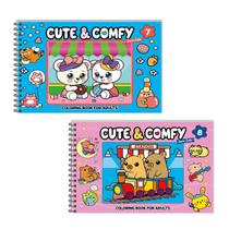 Kit 2 Livro de Colorir Cute & Comfy 07 Azul e 08 Rosa