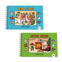 Kit 2 Livro de Colorir Cuties 128 Páginas Bear e Kittie Kit 2 Livro de Colorir Cuties 128 Páginas Bear e Kittie