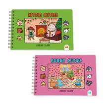 Kit 2 Livro de Colorir Cuties 128 Páginas Bunny e Kittie Kit 2 Livro de Colorir Cuties 128 Páginas Bunny e Kittie