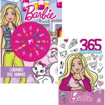 Kit 2 Livros 365 Atividades e Desenhos Barbie + Barbie Cuidando dos Animais