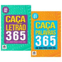 Kit 2 Livros 365 Caça Palavras e Letrão Passatempos para idosos, 288 pgs cada