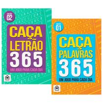 Kit 2 Livros 365 Caça Palavras e Letrão Passatempos para idosos, 288 pgs cada