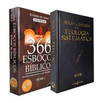 Kit 2 Livros 366 Esboços Bíblicos Vol. 1 + Bíblia de Estudo Teologia Sistemática