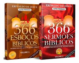 Kit 2 Livros 366 Esboços Bíblicos Volume 1 + Volume 2 INTELIGÊNCIA BÍBLICA
