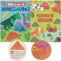 Kit 2 Livros Aprenda Origami de Animais Dinossauros Guia Passo a Passo Para Crianças +4 Anos