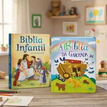Kit 2 Livros Biblia Infantil Letra Grande + A Bíblia da Garotada Capa Almofadada