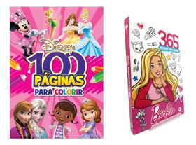 Kit 2 Livros de Colorir - 100 Páginas Disney Meninas e 365 Desenhos Barbie Kit 2 Livros de Colorir - 100 Páginas Disney Meninas e 365 Desenhos Barbie