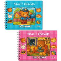 Kit 2 Livros de Colorir Estilo Bobbie Goods Tema Urso e Seus Amigos Bear And Friends Capa Dura Espiral Acetato 150g