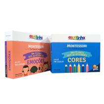 Kit 2 Livros Escolinha Montessori Meu Primeiro Box de Atividades Emoções + Cores