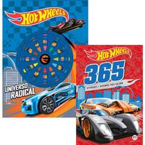 Kit 2 Livros Giz de cera Hot Wheels - Universo radical + Hot Wheels - 365 Atividades e Desenhos Para Colorir