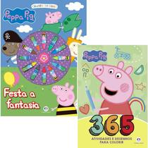 Kit 2 Livros Giz de cera Peppa Pig - Festa a fantasia + Peppa Pig 365 Atividades e Desenhos