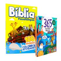 Kit 2 Livros Infantil Colorir & Atividades - Bíblia Passatempos + 365 Histórias Bíblicas para Ler e Ouvir