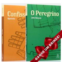 Kit 2 Livros O Peregrino + Confissões Clássicos da Literatura Cristã Cristão Evangélico Gospel Igreja Família Homem Mulher Jovens Adolescentes Estudo - Presente Religião Igreja Jesus Teologia Barato