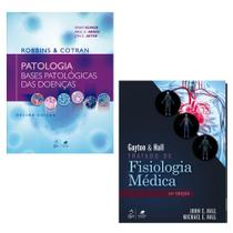 Kit 2 livros: robbins & cotran - bases patológicas das doenças + guyton & hall - tratado de fisiologia médica - Guanabara Koogan