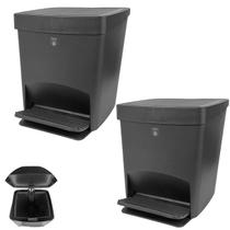 Kit 2 Lixeira 15 Litros Grande Com Tampa Pedal Plástica Cozinha Preto - Gambrage 403170 Crippa Kit 2 Lixeira 15 Litros Grande Com Tampa Pedal Plástica Cozinha Preto - Gambrage 403170 Crippa