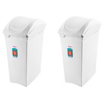 Kit 2 Lixeira 15L Tampa Cesto De Lixo Basculante Plástica Cozinha Aramados Embutivel Deslizante - Sanremo Kit 2 Lixeira 15L Tampa Cesto De Lixo Basculante Plástica Cozinha Aramados Embutivel Deslizante - Sanremo
